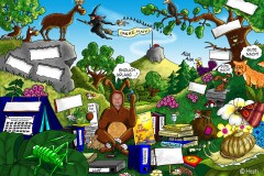 Buissy Bunny 2 mit gras abgelegt mit hintergrund