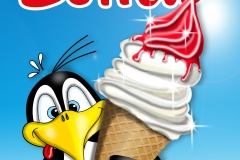 piet pinguin mit eis color frei offen mit hintergrund und textvorschlag